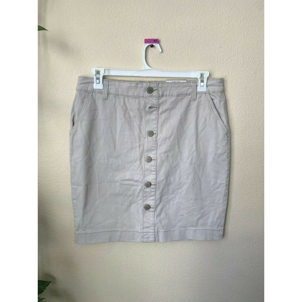 Charter Club 12 Skirts Beige Buttons Flat Front  Knee Length